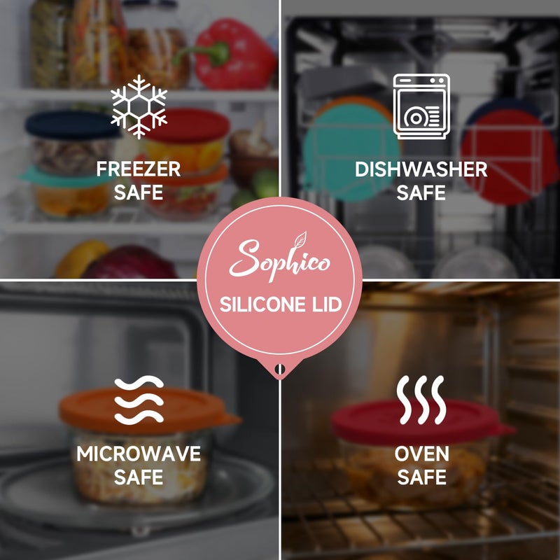 Sophico 4 Cup Round Silicone Storage Cover Lids Replacement for Anchor Hocking and Pyrex 7201-PC Glass Bowls (Container not Included) (Red-2 Pack) - Image 5